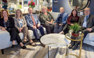 Seen here are Reid’s Furniture team members (from left to right) Patricia Poohachoff, manager of in home design; and six members of the sales team including Kathy Phelan, Nelson Forbes, Janet MacArthur, Dwight Creed, Bette Marozzo, and Bill Payetta.